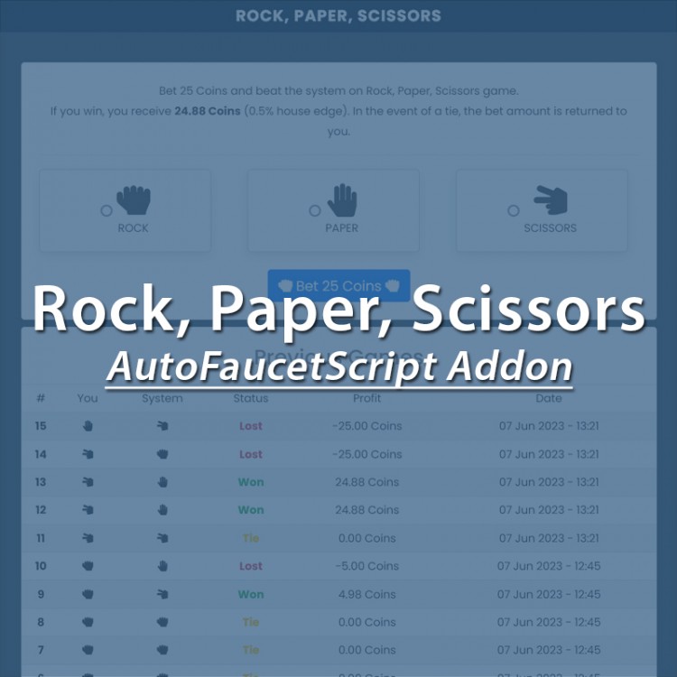 Rock, Paper, Scissors Addon - AutofaucetScript